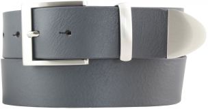 G�rtel aus Vollrindleder mit Schlaufe und Spitze aus Metall 4,0cm Dunkelgrau