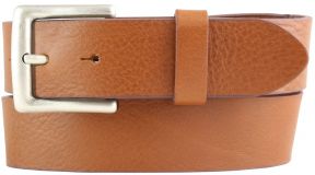 Gürtel aus Vollrindleder mit altsilberner Gürtelschließe 4,0 cm Tabac