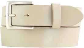 Gürtel aus Vollrindleder mit altsilberner Gürtelschließe 4,0 cm Beige