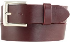 Gürtel aus Vollrindleder mit altsilberner Gürtelschließe 4,0 cm Bordeaux