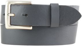Gürtel aus Vollrindleder mit altsilberner Gürtelschließe 4,0 cm Dunkelgrau