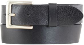 Gürtel aus Vollrindleder mit altsilberner Gürtelschließe 4,0 cm Schwarz