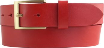 Herren-Gürtel aus Vollrindleder mit goldener Gürtelschließe 3,5 cm Rot