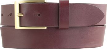 Herren-Gürtel aus Vollrindleder mit goldener Gürtelschließe 3,5 cm Bordeaux