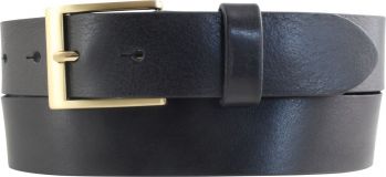 Herren-Gürtel aus Vollrindleder mit goldener Gürtelschließe 3,5 cm Schwarz