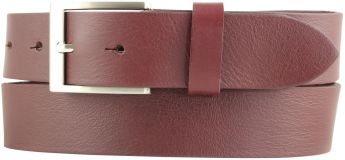 Gürtel aus Vollrindleder mit Edelstahl-Gürtelschnalle 3,5 cm Bordeaux