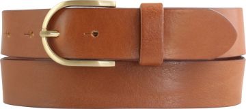 Damen-Gürtel aus Vollrindleder mit goldener Gürtelschnalle 3,5 cm Tabac