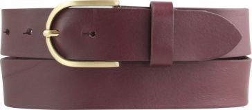 Damen-Gürtel aus Vollrindleder mit goldener Gürtelschnalle 3,5 cm Bordeaux