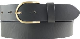 Damen-Gürtel aus Vollrindleder mit goldener Gürtelschnalle 3,5 cm Dunkelgrau