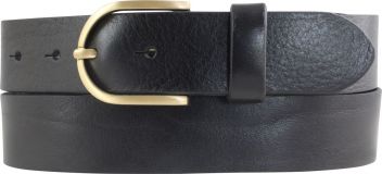Damen-Gürtel aus Vollrindleder mit goldener Gürtelschnalle 3,5 cm Schwarz