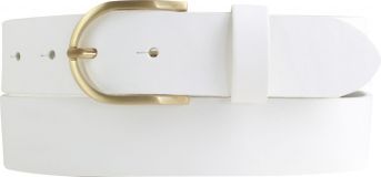 Damen-Gürtel aus Vollrindleder mit goldener Gürtelschnalle 3,5 cm Weiß