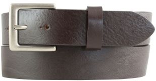 Gürtel aus Vollrindleder mit altsilberner Gürtelschließe 3,5 cm Braun
