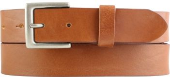 Gürtel aus Vollrindleder mit altsilberner Gürtelschließe 3,5 cm Tabac