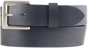 Gürtel aus Vollrindleder mit altsilberner Gürtelschließe 3,5 cm Marine
