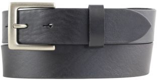 Gürtel aus Vollrindleder mit altsilberner Gürtelschließe 3,5 cm Schwarz