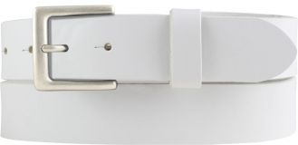 Gürtel aus Vollrindleder mit altsilberner Gürtelschließe 3,5 cm Weiß