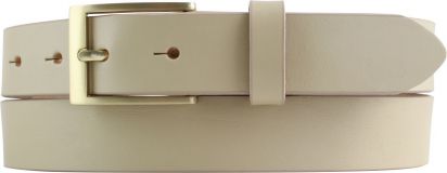 Herrengürtel aus Vollrindleder mit goldener Gürtelschnalle 3,0 cm Beige