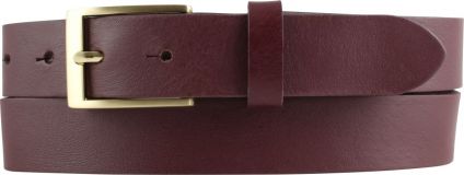 Herrengürtel aus Vollrindleder mit goldener Gürtelschnalle 3,0 cm Bordeaux