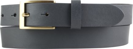 Herrengürtel aus Vollrindleder mit goldener Gürtelschnalle 3,0 cm Dunkelgrau
