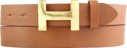 Designer-G�rtel HANNA aus Vollrindleder 3,0 cm Gold Tabac