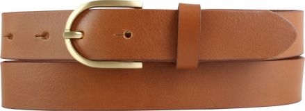 Damengürtel aus Vollrindleder mit goldener Gürtelschnalle 3,0 cm Tabac