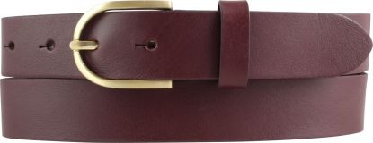 Damengürtel aus Vollrindleder mit goldener Gürtelschnalle 3,0 cm Bordeaux