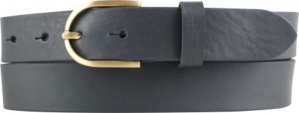 Damengürtel aus Vollrindleder mit goldener Gürtelschnalle 3,0 cm Dunkelgrau