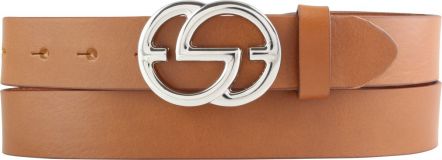 Designer-Gürtel EMIL aus Vollrindleder 3,0 cm Silber Tabac