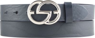 Designer-Gürtel EMIL aus Vollrindleder 3,0 cm Silber Marine