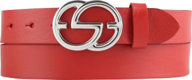 Designer-Gürtel EMIL aus Vollrindleder 3,0 cm Silber Rot