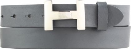 Designer-Gürtel HANNA aus Vollrindleder 3,0 cm Silber Dunkelgrau