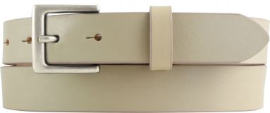 Damengürtel aus Vollrindleder mit Gürtelschnalle Altsilber 3,0 cm Beige