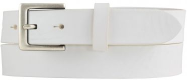 Damengürtel aus Vollrindleder mit Gürtelschnalle Altsilber 3,0 cm Weiß