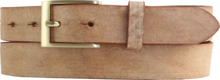 Herren-Gürtel aus weichem Vollrindleder mit goldener Gürtelschließe 3,0 cm Tabac