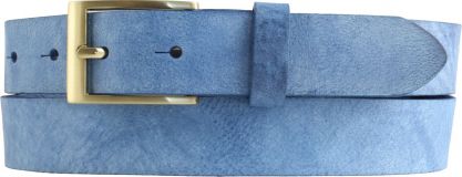 Herren-Gürtel aus weichem Vollrindleder mit goldener Gürtelschließe 3,0 cm Blau
