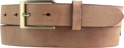 Herren-Gürtel aus weichem Vollrindleder mit goldener Gürtelschließe 3,0 cm Cognac
