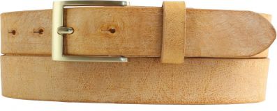 Herren-Gürtel aus weichem Vollrindleder mit goldener Gürtelschließe 3,0 cm Senfgelb
