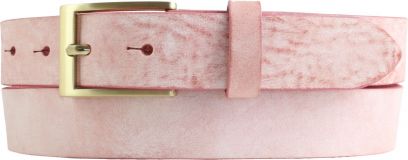 Herren-Gürtel aus weichem Vollrindleder mit goldener Gürtelschließe 3,0 cm Altrosa