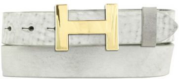 Designer-Gürtel HERMINE aus Vollrindleder Vintage 3,0 cm Gold Hellgrau