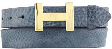 Designer-Gürtel HERMINE aus Vollrindleder Vintage 3,0 cm Gold Marine