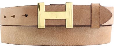Designer-Gürtel HERMINE aus Vollrindleder Vintage 3,0 cm Gold Cognac