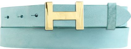 Designer-Gürtel HERMINE aus Vollrindleder Vintage 3,0 cm Gold Türkis