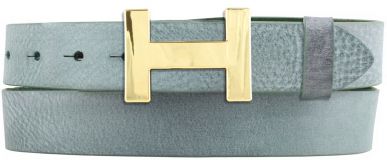 Designer-Gürtel HERMINE aus Vollrindleder Vintage 3,0 cm Gold Khaki