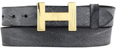 Designer-Gürtel HERMINE aus Vollrindleder Vintage 3,0 cm Gold Schwarz