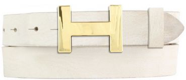 Designer-Gürtel HERMINE aus Vollrindleder Vintage 3,0 cm Gold Mist