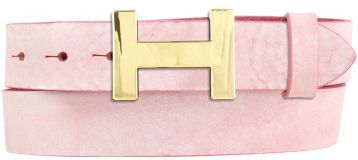 Designer-Gürtel HERMINE aus Vollrindleder Vintage 3,0 cm Gold Altrosa