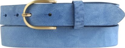 Damen-G�rtel aus weichem Vollrindleder mit goldener G�rtelschnalle 3,0 cm Blau
