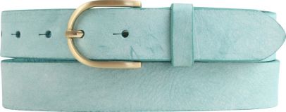 Damen-G�rtel aus weichem Vollrindleder mit goldener G�rtelschnalle 3,0 cm T�rkis