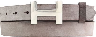 Designer-Gürtel HERMINE aus Vollrindleder Vintage 3,0 cm Silber Braun