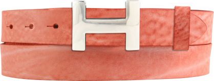 Designer-Gürtel HERMINE aus Vollrindleder Vintage 3,0 cm Silber Rot
